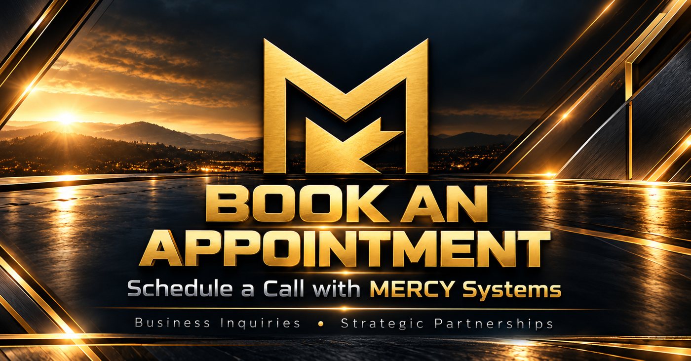 Book an appointment. Schedule a call with MERCY Systems. Business inquiries and strategic partnerships.